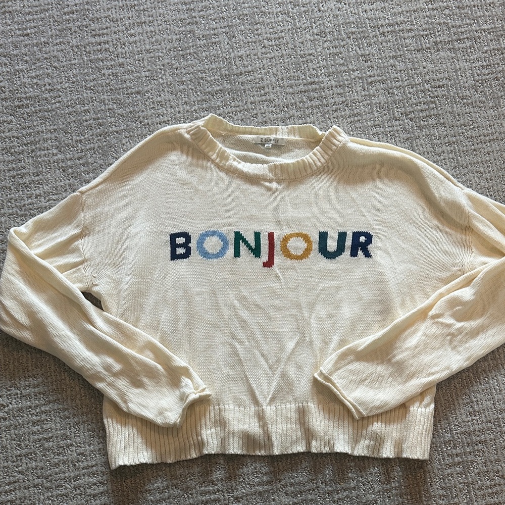 Z Supply Cream Sweater with Multicolor Bonjour
